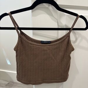 Brandy Melville Brown Cropped Ribbed Tank Top